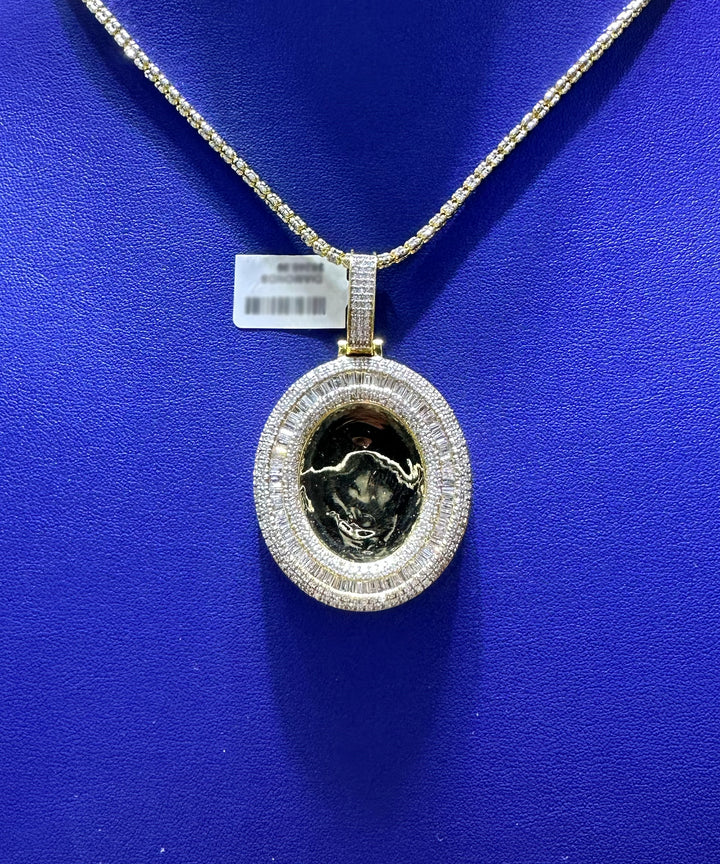 3.50ctw Natural Diamond Memory Charm Oval Pendant in 10K Gold