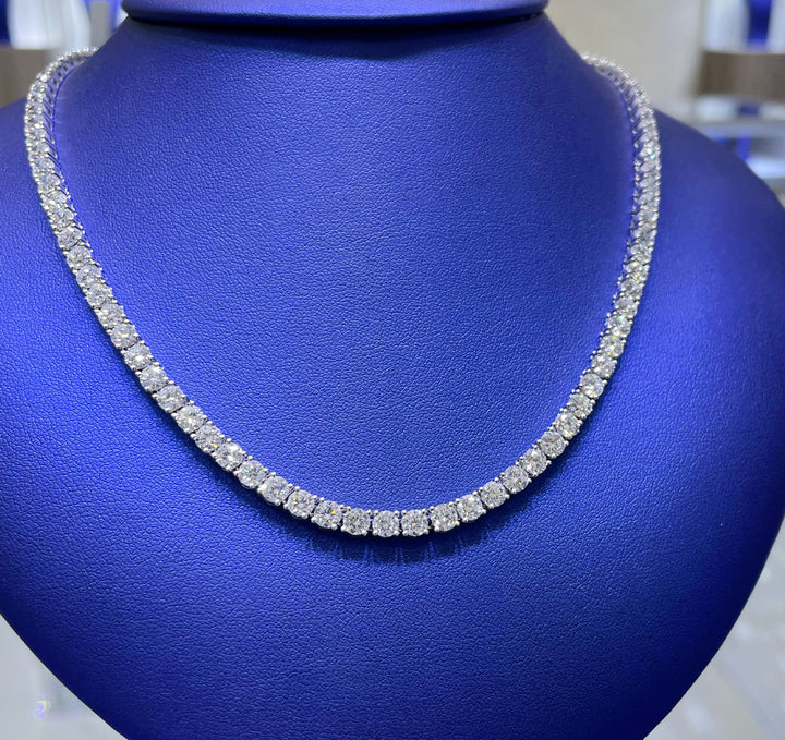 14K Gold 25.75ctw Lab Grown Round Cut Tennis Diamond Necklace