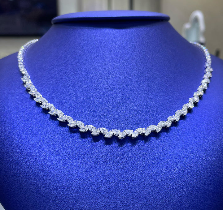 14K Gold 9.22ctw Lab Grown Pear Cut Diamond Necklace