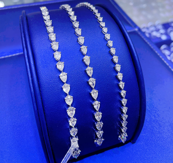 14K Gold Pear Cut 7ct - 10ct - 12ct Lab Grown Diamond Bracelet