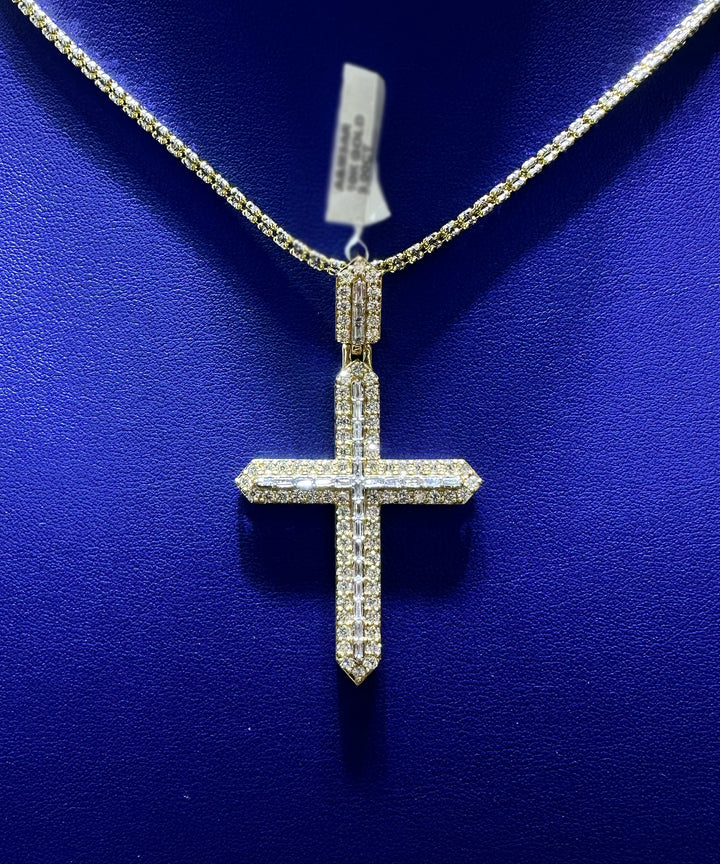 3.00ctw Natural Diamond Cross Pendant in 10K Gold
