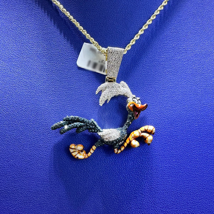 1.55ctw Natural Diamond Bird Pendant in 10K Gold