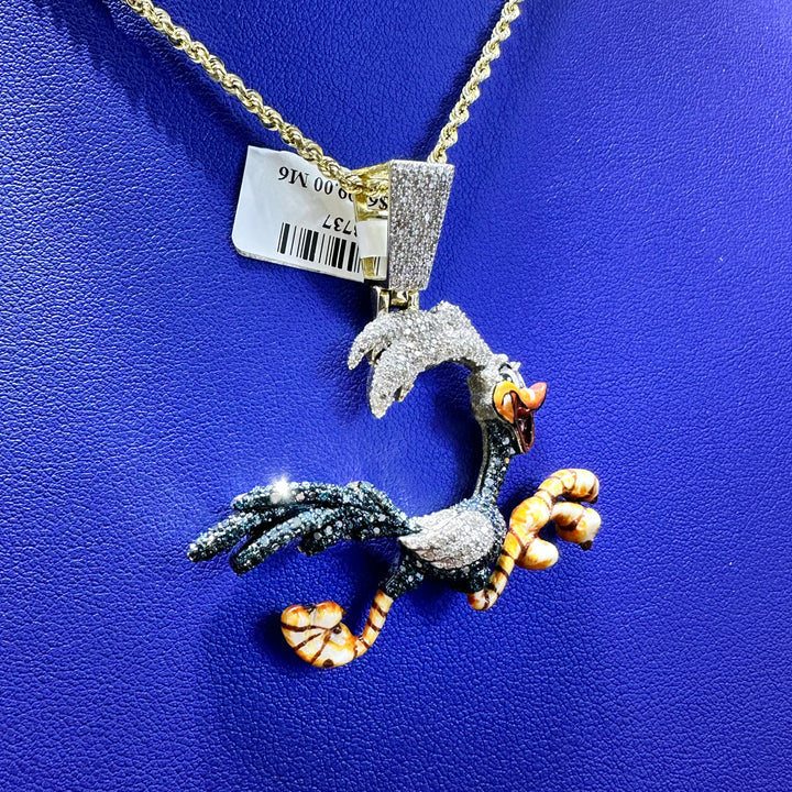 1.55ctw Natural Diamond Bird Pendant in 10K Gold