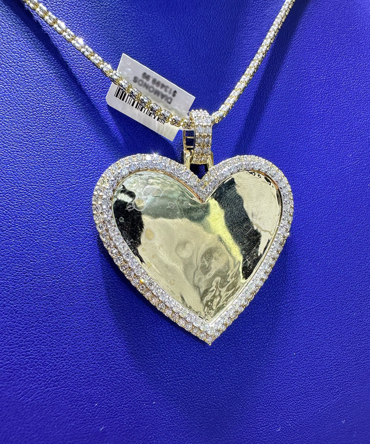 4.50ctw Natural Diamond Memory Charm Heart Pendant in 10K Gold