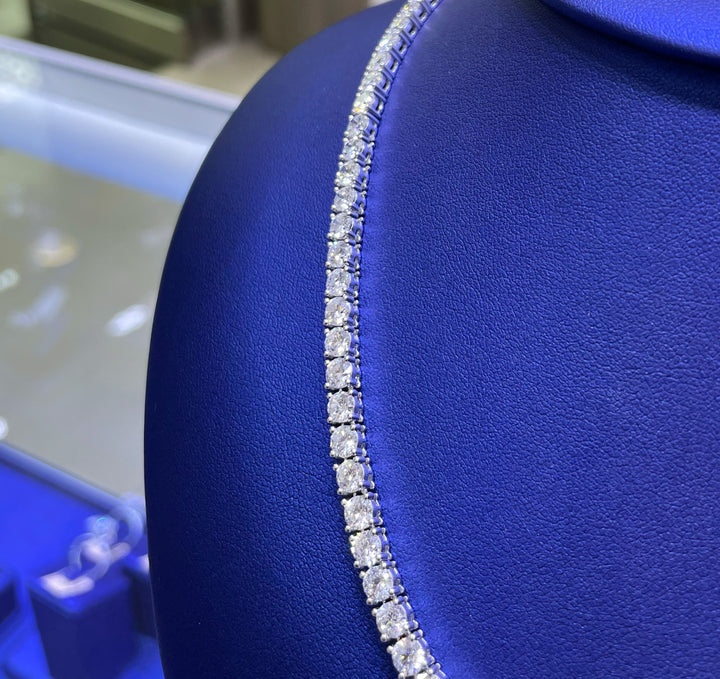 14K Gold 25.75ctw Lab Grown Round Cut Tennis Diamond Necklace