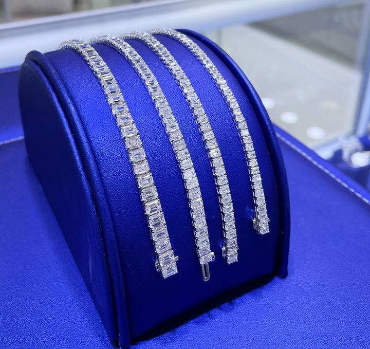 14K Gold Emerald 6ctw - 9ctw - 12ctw - 17ctw Cut Lab Grown Diamond Bracelet