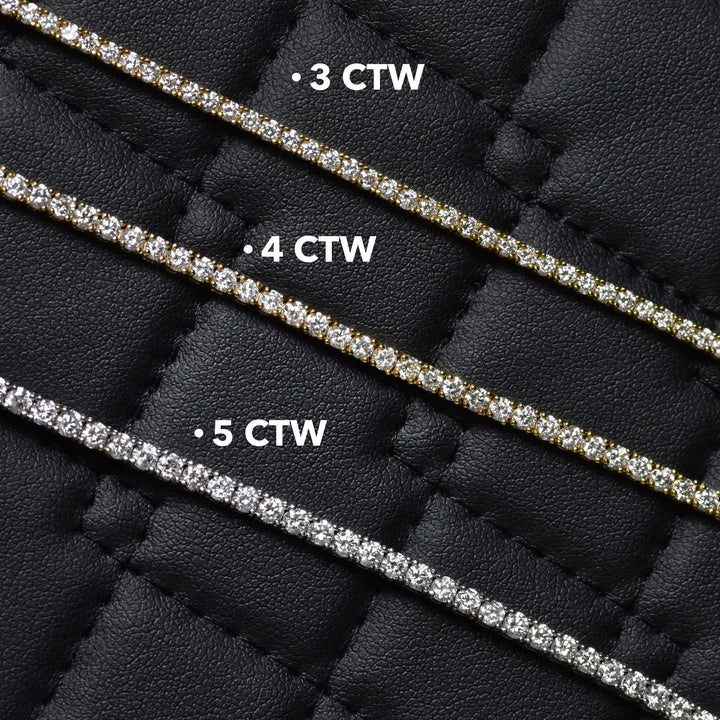 14K Gold Round Cut 3ct - 4ct - 5ct Lab Grown Diamond Tennis Bracelet