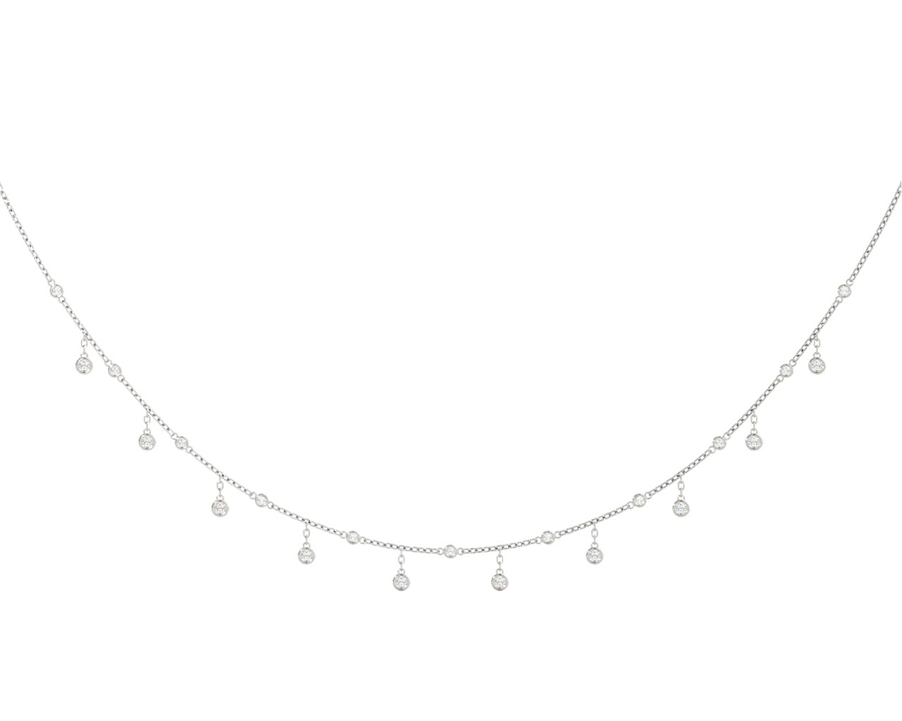 14K Gold Round Bezel Diamond Necklace