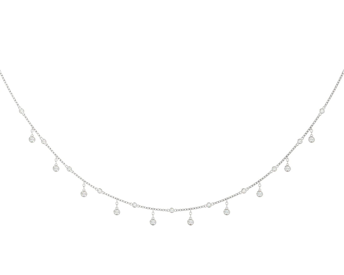 14K Gold Round Bezel Diamond Necklace