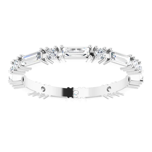 14K Natural Diamond Straight Baguette Eternity Ring