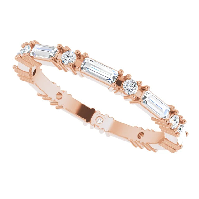 14K Natural Diamond Straight Baguette Eternity Ring