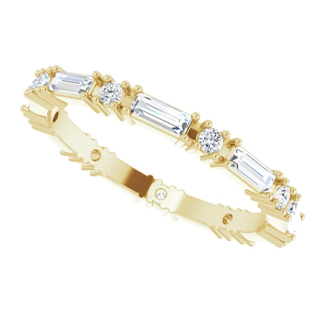 14K Natural Diamond Straight Baguette Eternity Ring
