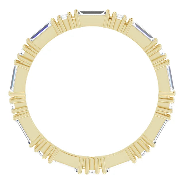 14K Natural Diamond Straight Baguette Eternity Ring