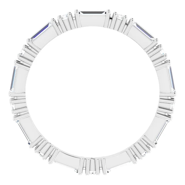 14K Natural Diamond Straight Baguette Eternity Ring