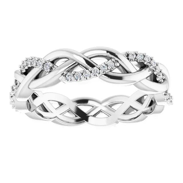 14K Natural Diamond Twisted Eternity Ring (1MM)