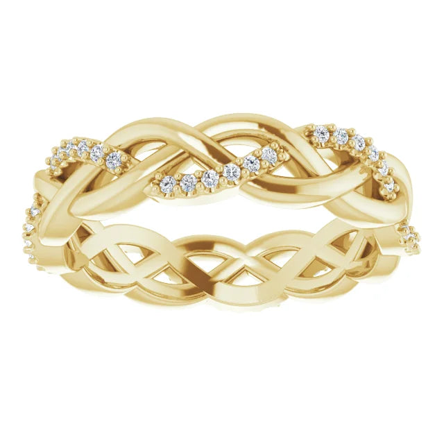 14K Natural Diamond Twisted Eternity Ring (1MM)