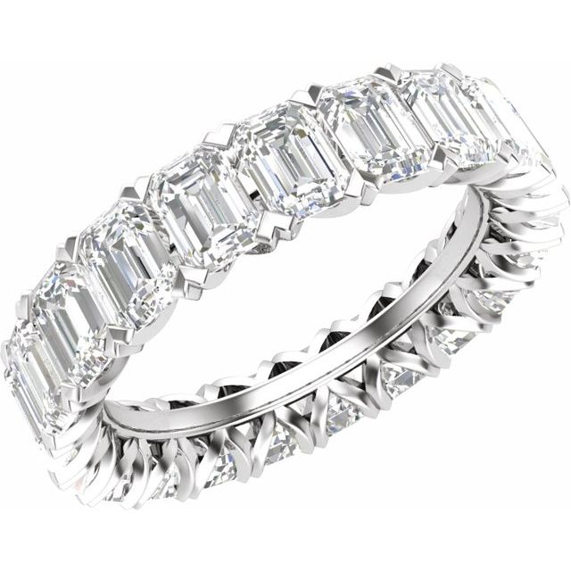 14K Lab Grown Diamond Emerald Cut Eternity Ring