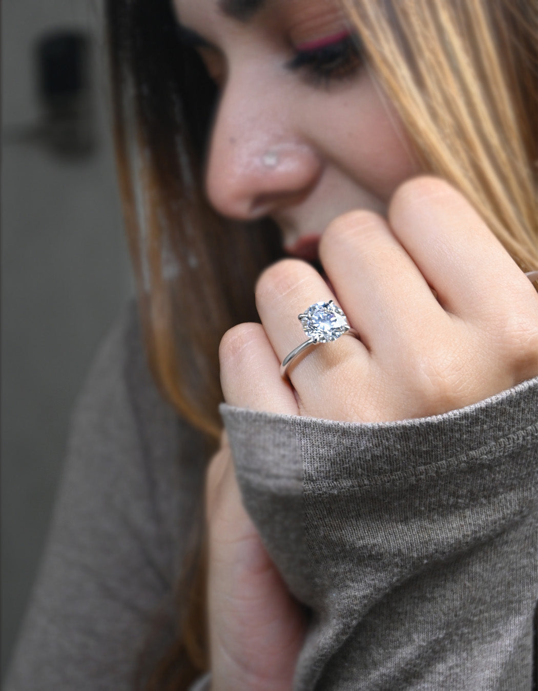 14K Gold 4.07CT Round Cut Diamond Engagement Ring