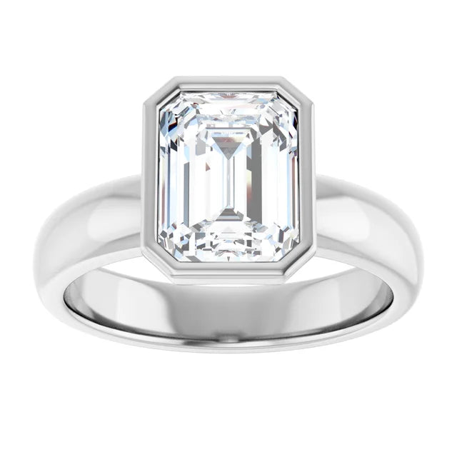 14K Gold Emerald Cut Bezel [2.22 ctw] Lab-Grown Diamond [F - VS1] Engagement Ring