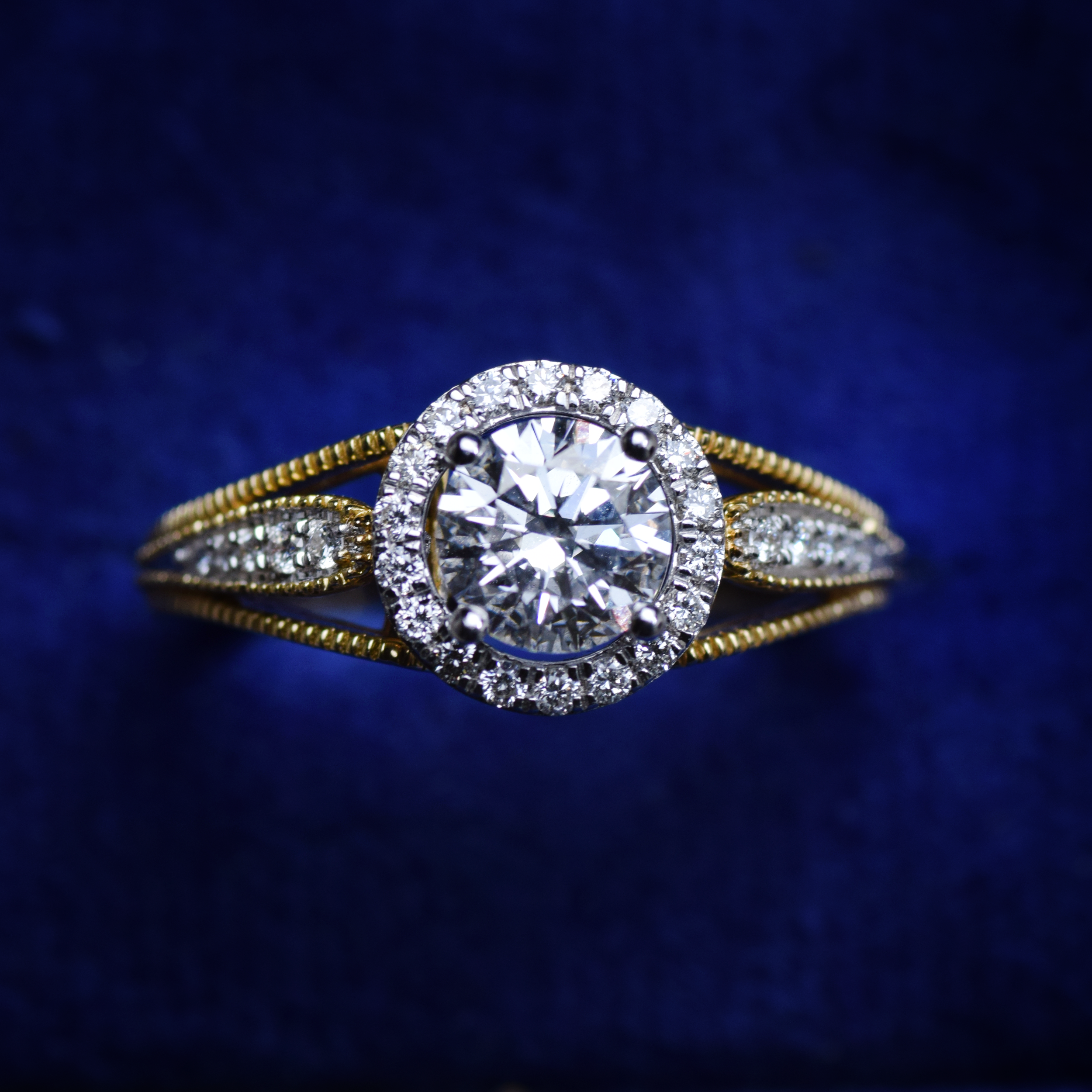 14K Gold 1.32 CT Lab Grown Round Classic Vintage Lab Diamond Engagement Ring