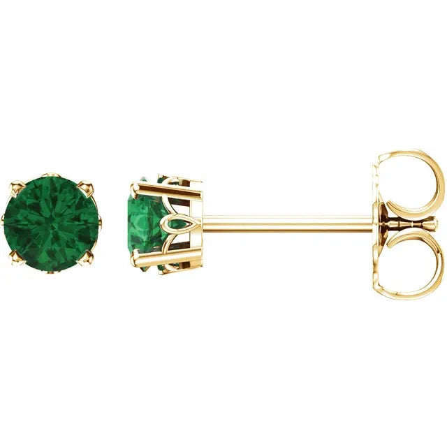 14K Gold Lab-Grown Sapphire 4-Prong Scroll Setting Stud Earrings