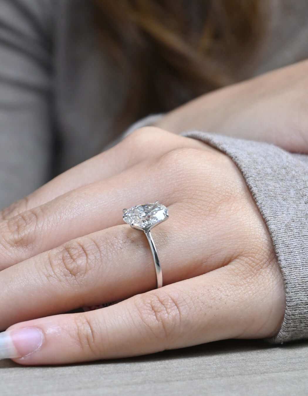 14K Gold 3.12CT Oval Cut Solitaire Diamond Engagement Ring