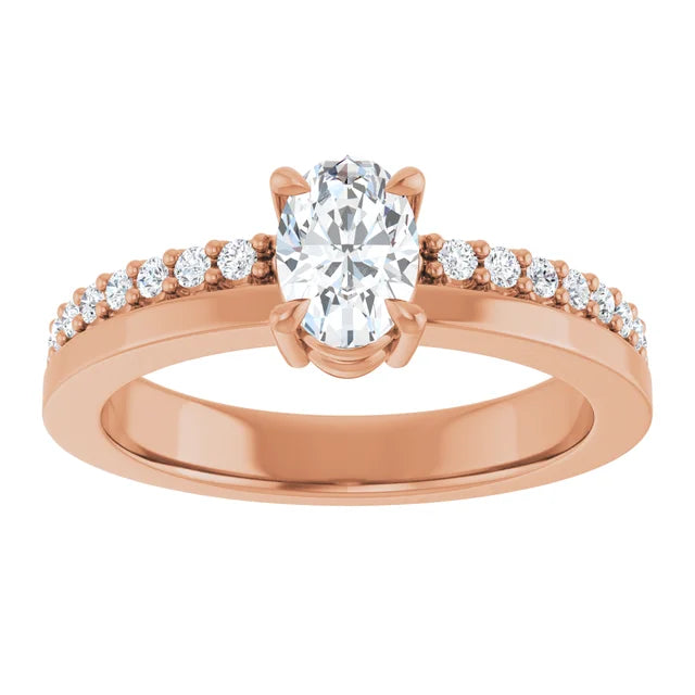 14K Gold Oval Lab-Grown 0.57ctw Diamond Engagement Ring