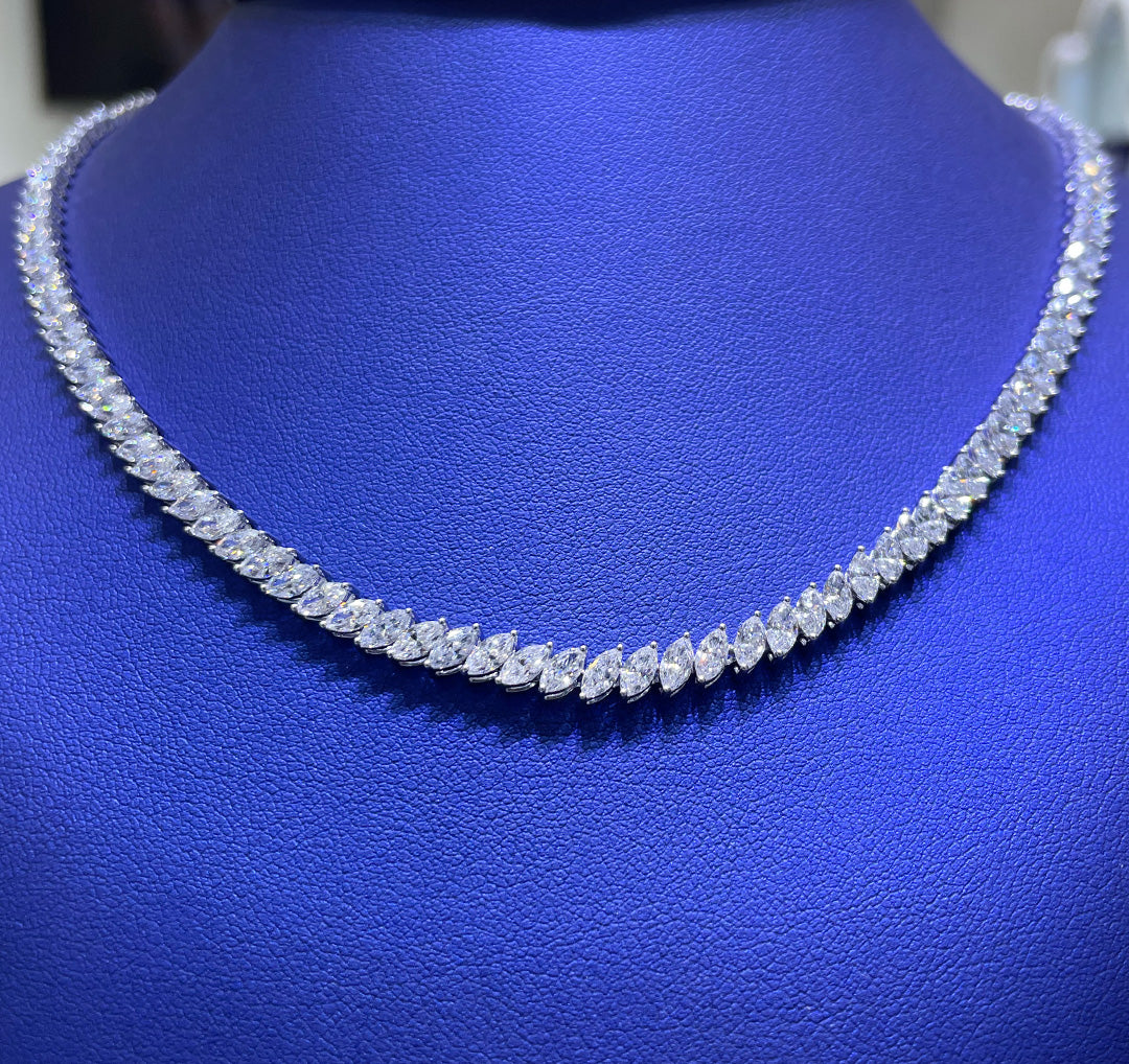 14K Gold 9.22ctw Lab Grown Marquise Cut Diamond Necklace