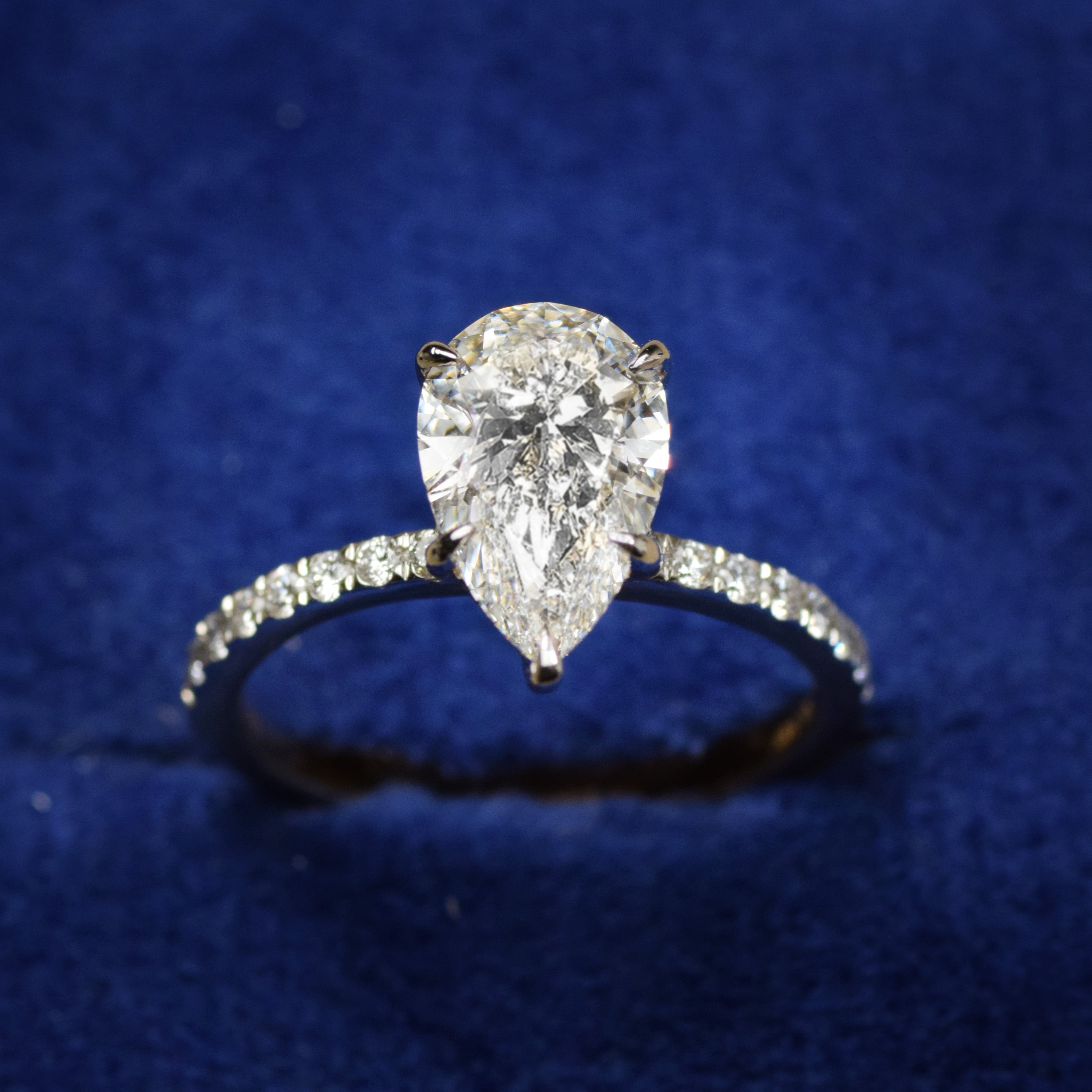 14K Gold 2.30 CT Lab Grown Pear Cut Lab Diamond Engagement Ring