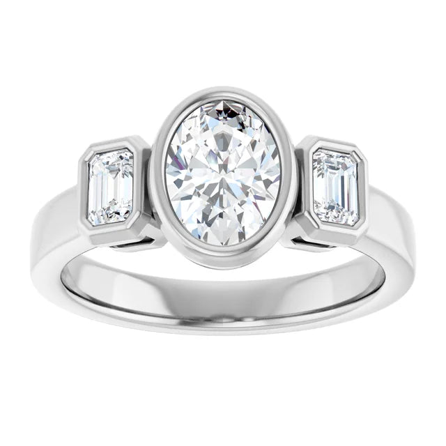 14K Gold Oval Lab-Grown 0.90ctw Diamond Engagement Ring