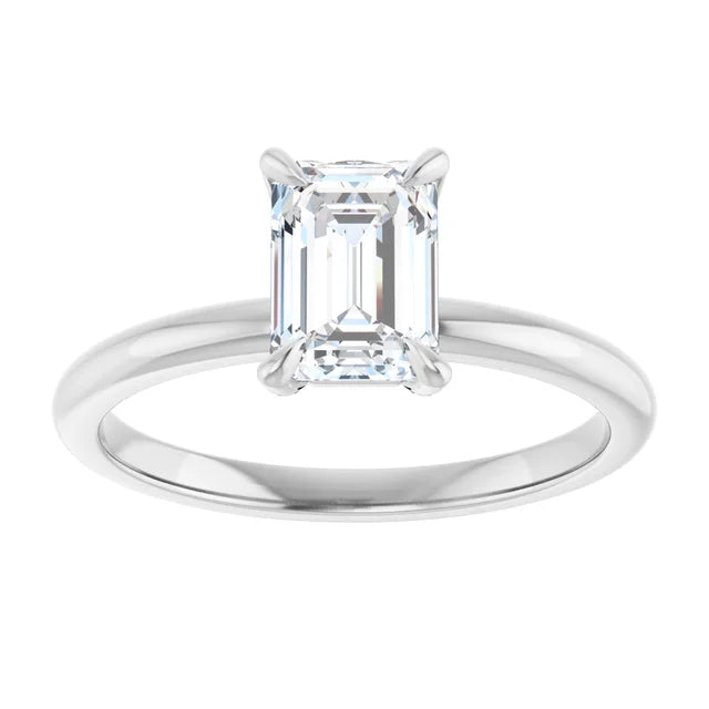 14K Gold Emerald Cut Solitaire [0.97ctw] Lab-Grown Diamond [D - VS2] Engagement Ring