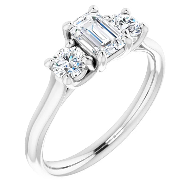 14K Gold Emerald Cut 3 Stone [0.50 ctw] Lab-Grown Diamond [D - VS1] Engagement Ring