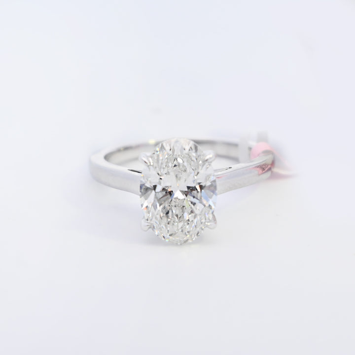 14K Gold 3.05 CT Lab Grown Oval Cut Solitaire Diamond Engagement Ring