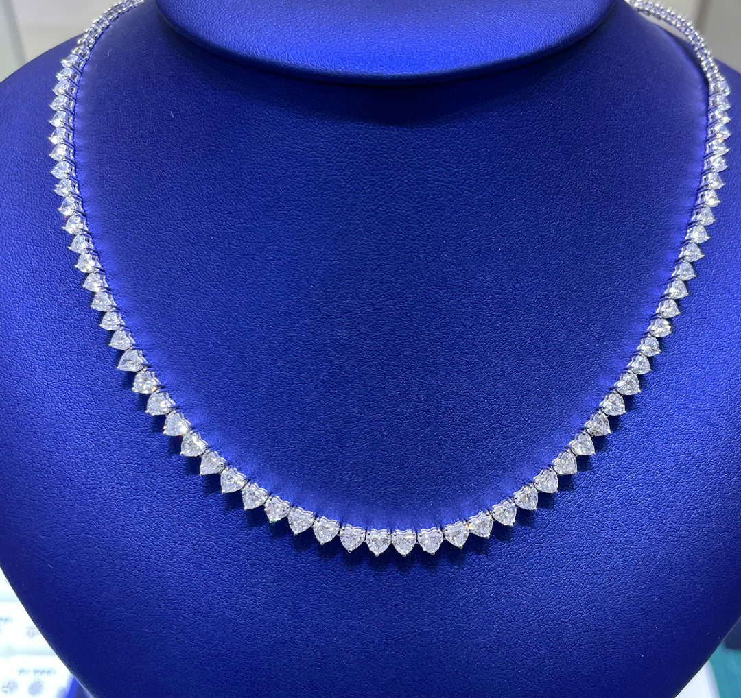 14K Gold 9.77ctw Lab Grown Heart Cut Diamond Necklace