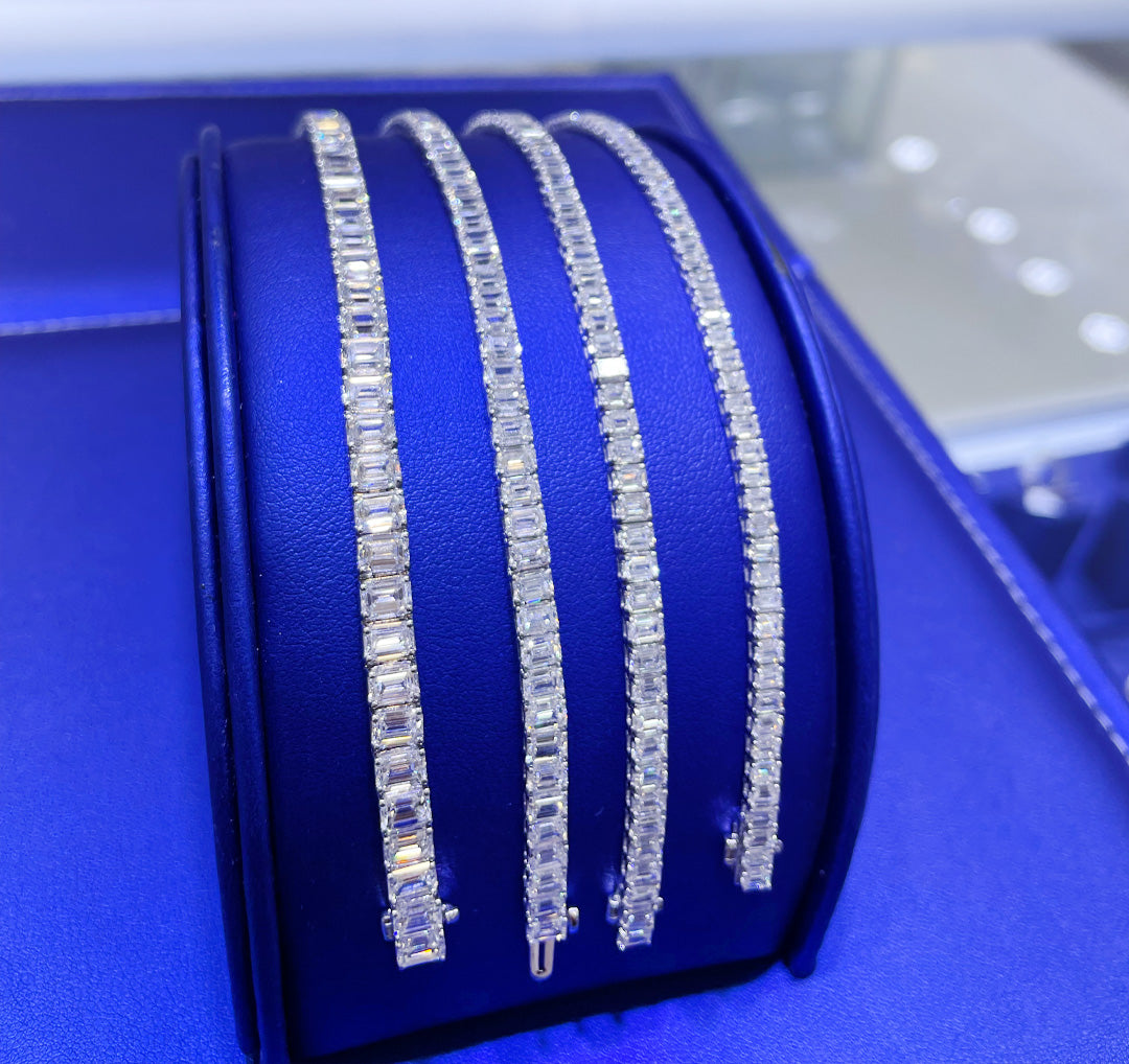 14K Gold Emerald 6ctw - 9ctw - 12ctw - 17ctw Cut Lab Grown Diamond Bracelet