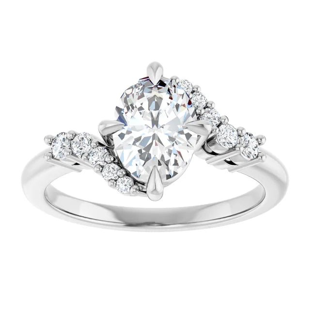 14K Gold Oval Lab-Grown 1.03 CT Diamond Engagement Ring