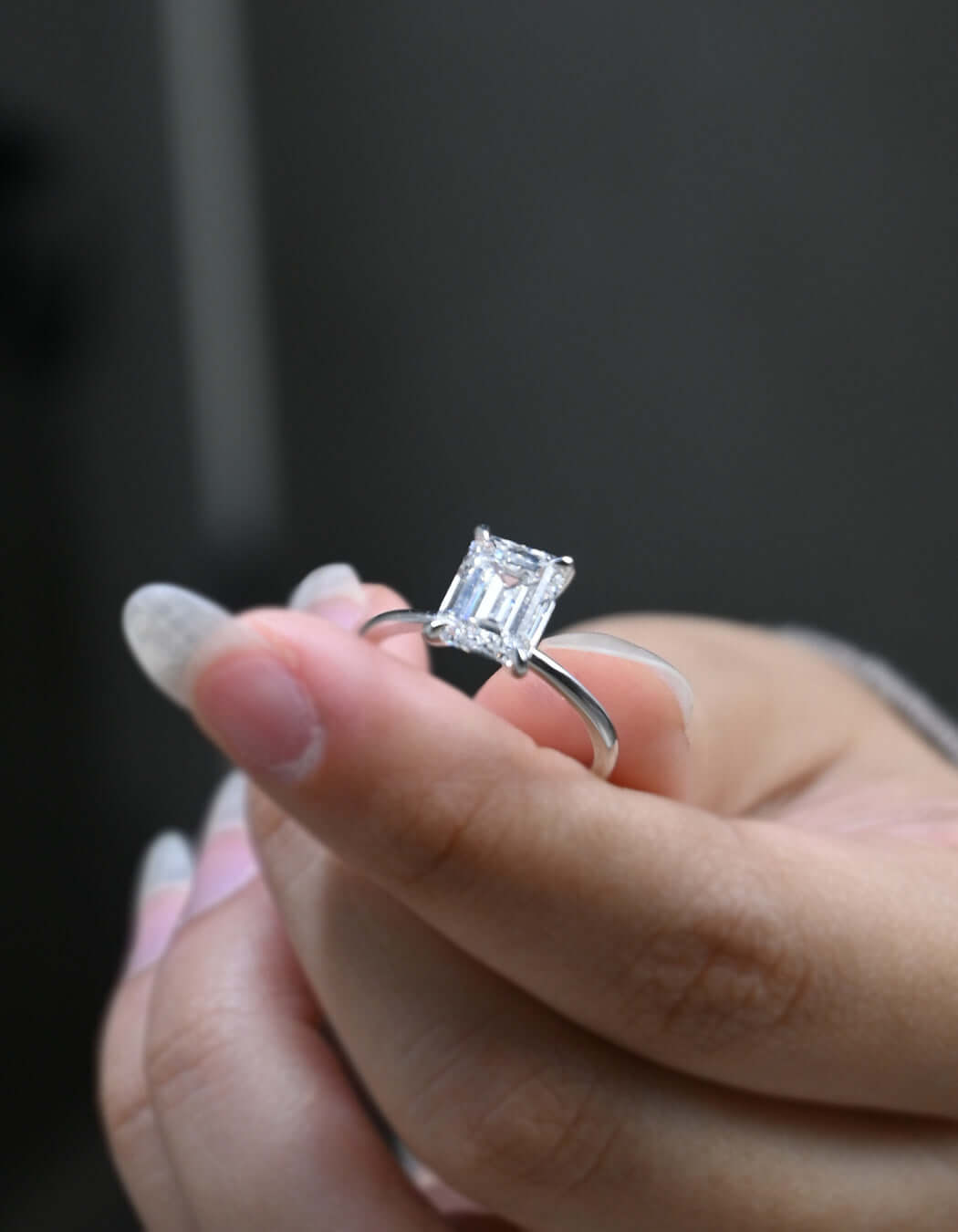 14K Gold 2.88CT Emerald Cut Solitaire Diamond Engagement Ring