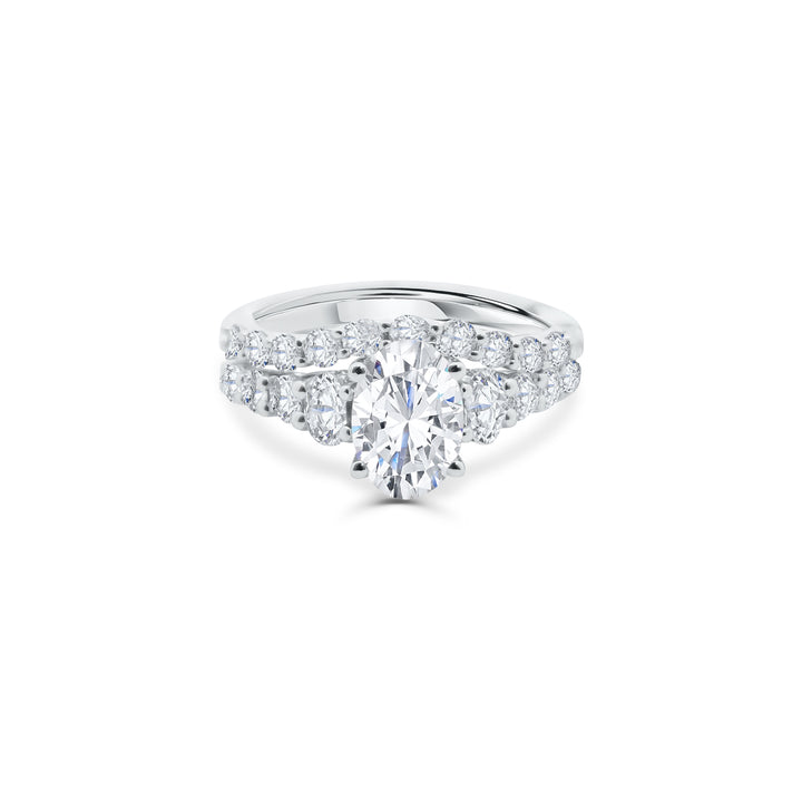 14K Gold 2.83 CT Lab Grown Oval Cut Diamond Engagement Bridal Set