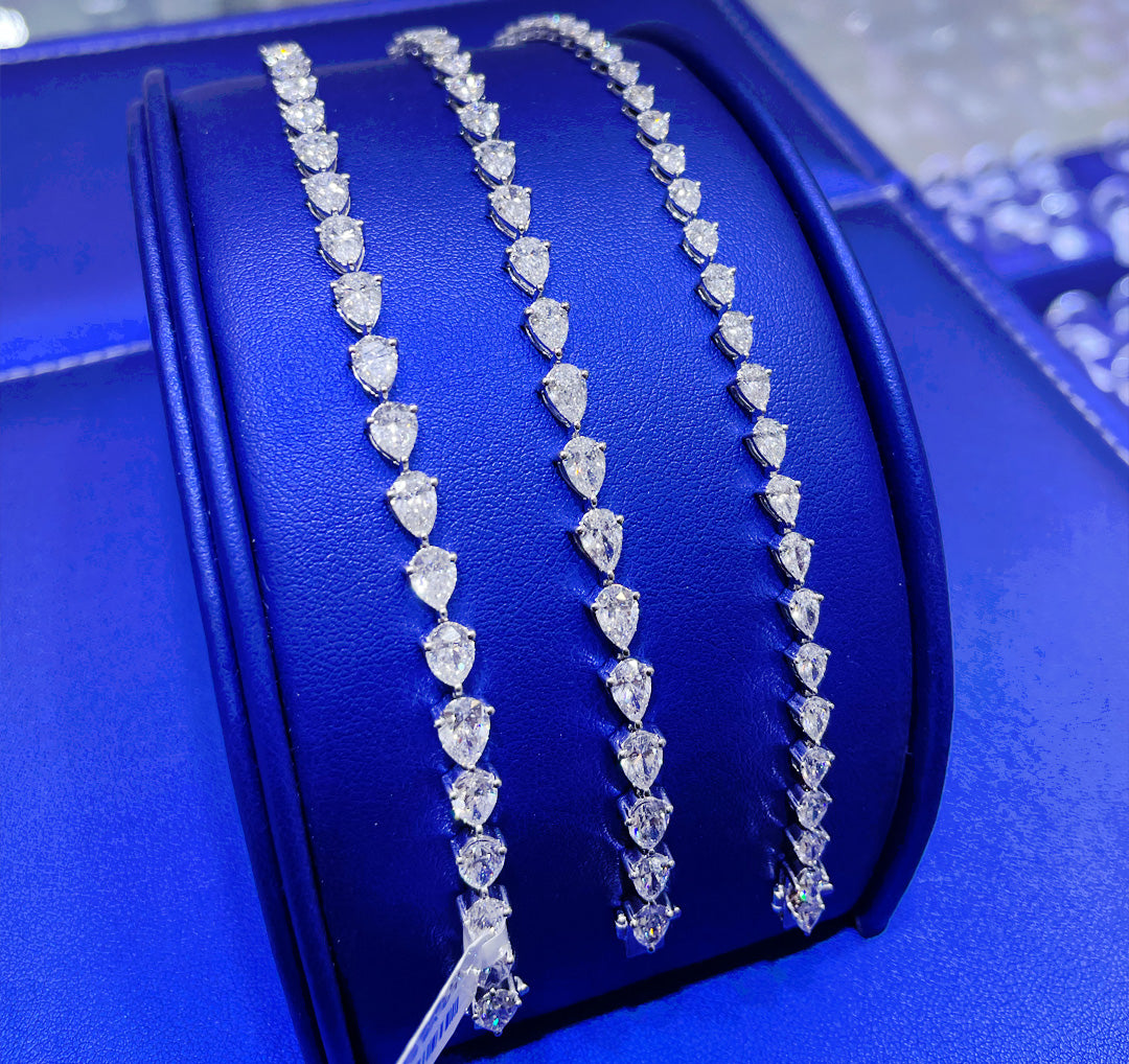 14K Gold Pear Cut 7ct - 10ct - 12ct Lab Grown Diamond Bracelet