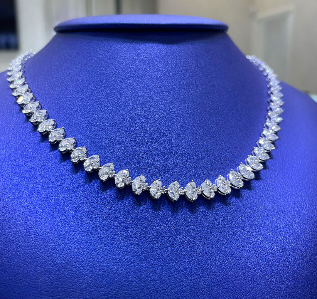 14K Gold 11.65ctw Lab Grown Marquise Cut Diamond Necklace