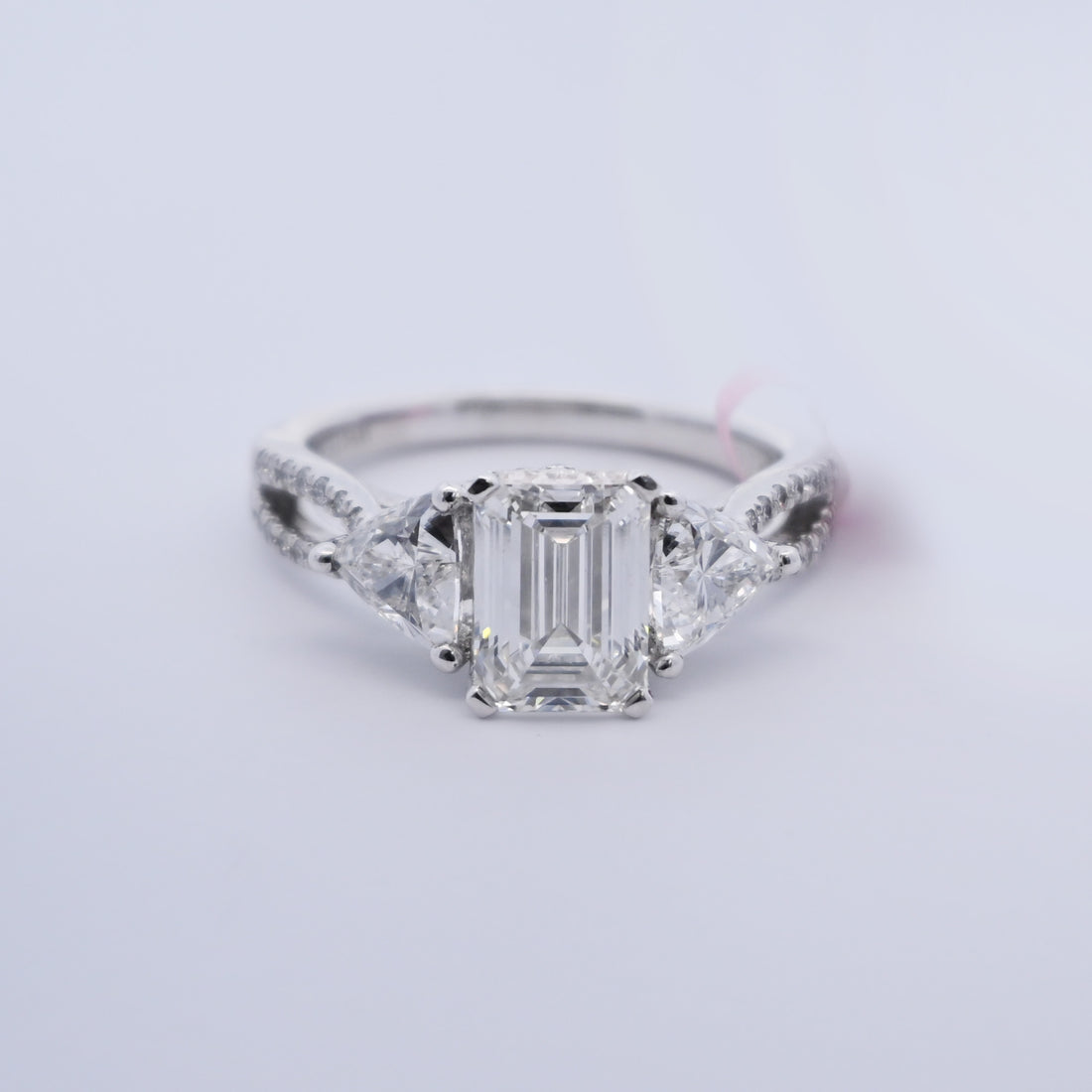 14K Gold 3.45 CT Lab Grown Emerald Cut Wedding Engagement Ring