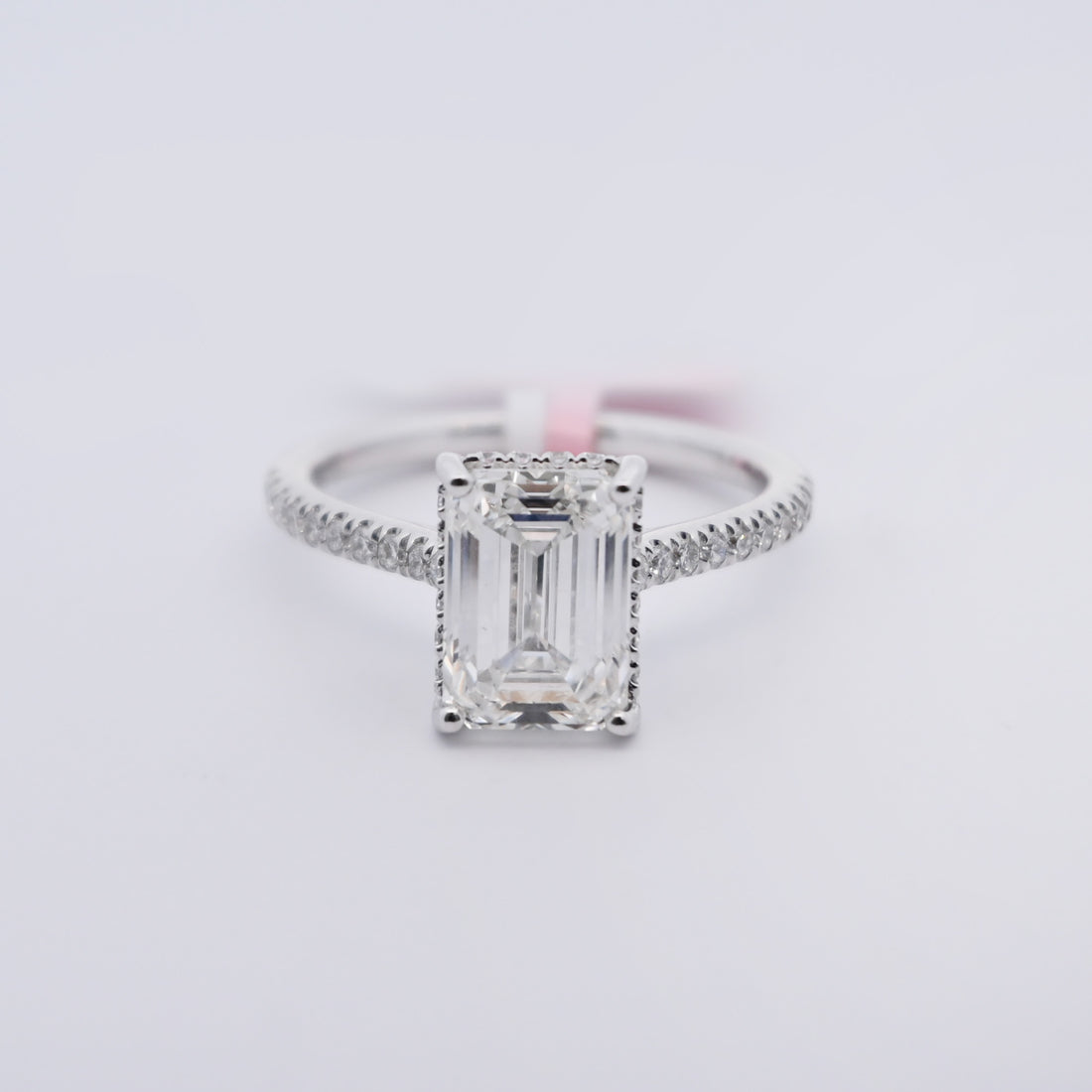 14K Gold 3.39 CT Lab Grown Emerald Cut Wedding Engagement Ring