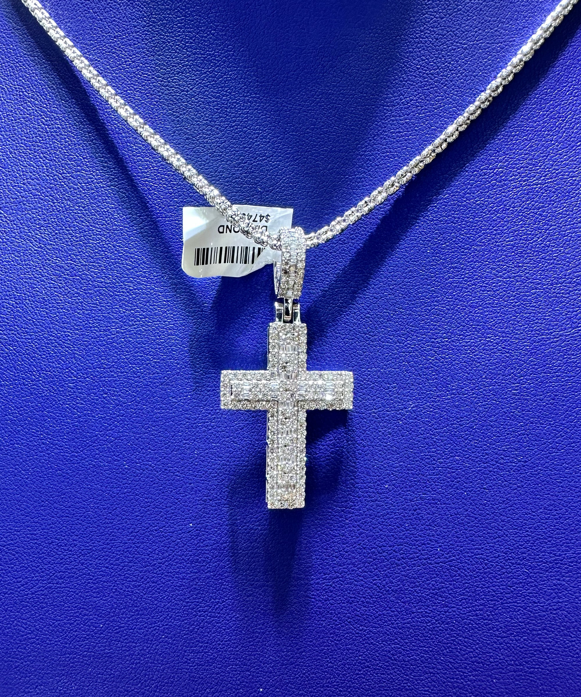 1.75ctw Natural Diamond Thick Solid Cross Pendant in 10K Gold