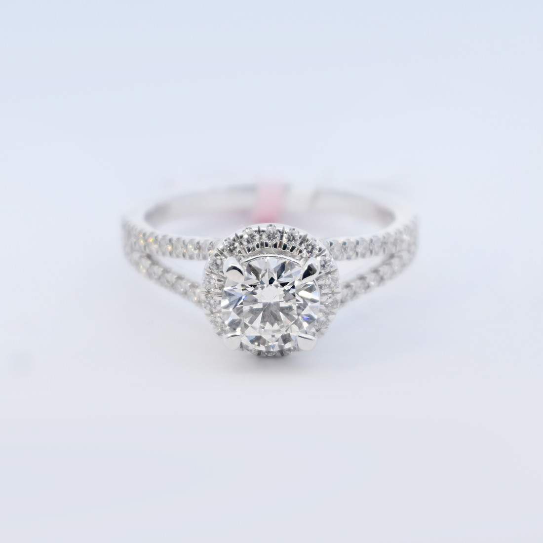 14K Gold 1.43 CT Lab Grown Round Cut Halo Diamond Engagement Ring