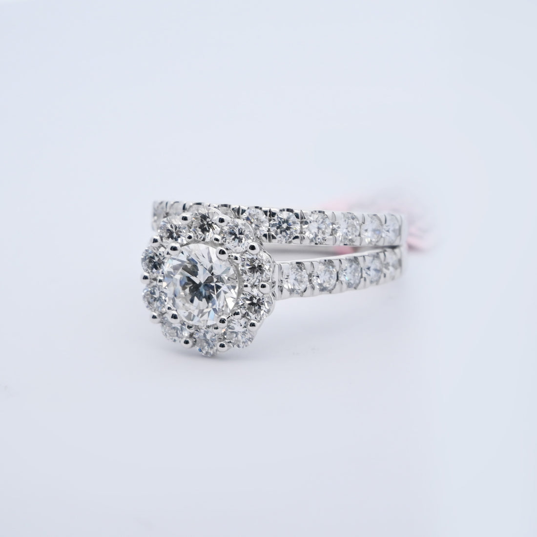 14K Gold 3.02 CT Lab Grown Halo Diamond Engagement Bridal Set