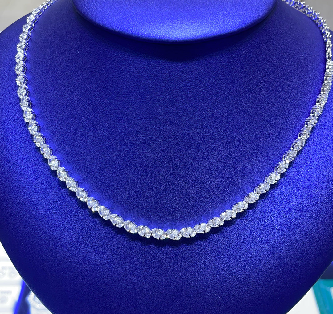 14K Gold 9.5ctw Lab Grown Tilted Oval Cut Diamond Necklace