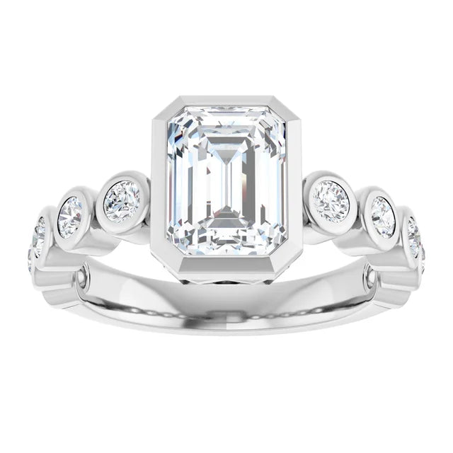 14K Gold Emerald Cut Bezel Set [1.54ctw] Lab-Grown Diamond [D - VVS2] Engagement Ring