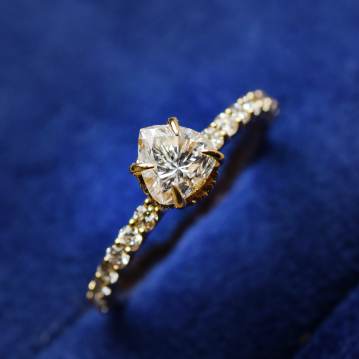 14K Gold 1.42 CT Lab Grown Heart Cut Classic Lab Diamond Engagement Ring