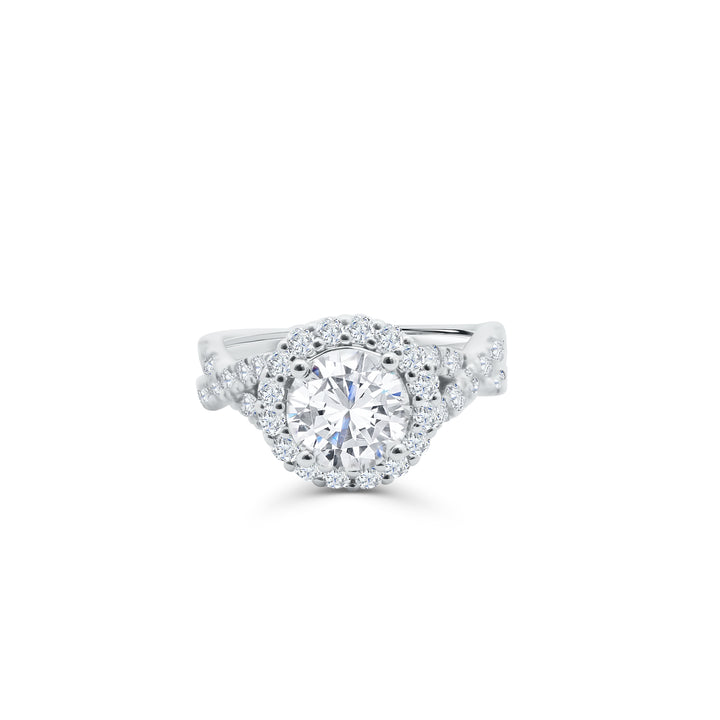 14K Gold 3.09CT Halo Round Diamond Cut Engagement Ring