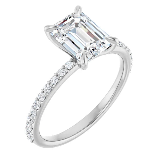 14K Gold Emerald Cut [1.62ctw] Lab-Grown Diamond [D - VVS2] Engagement Ring